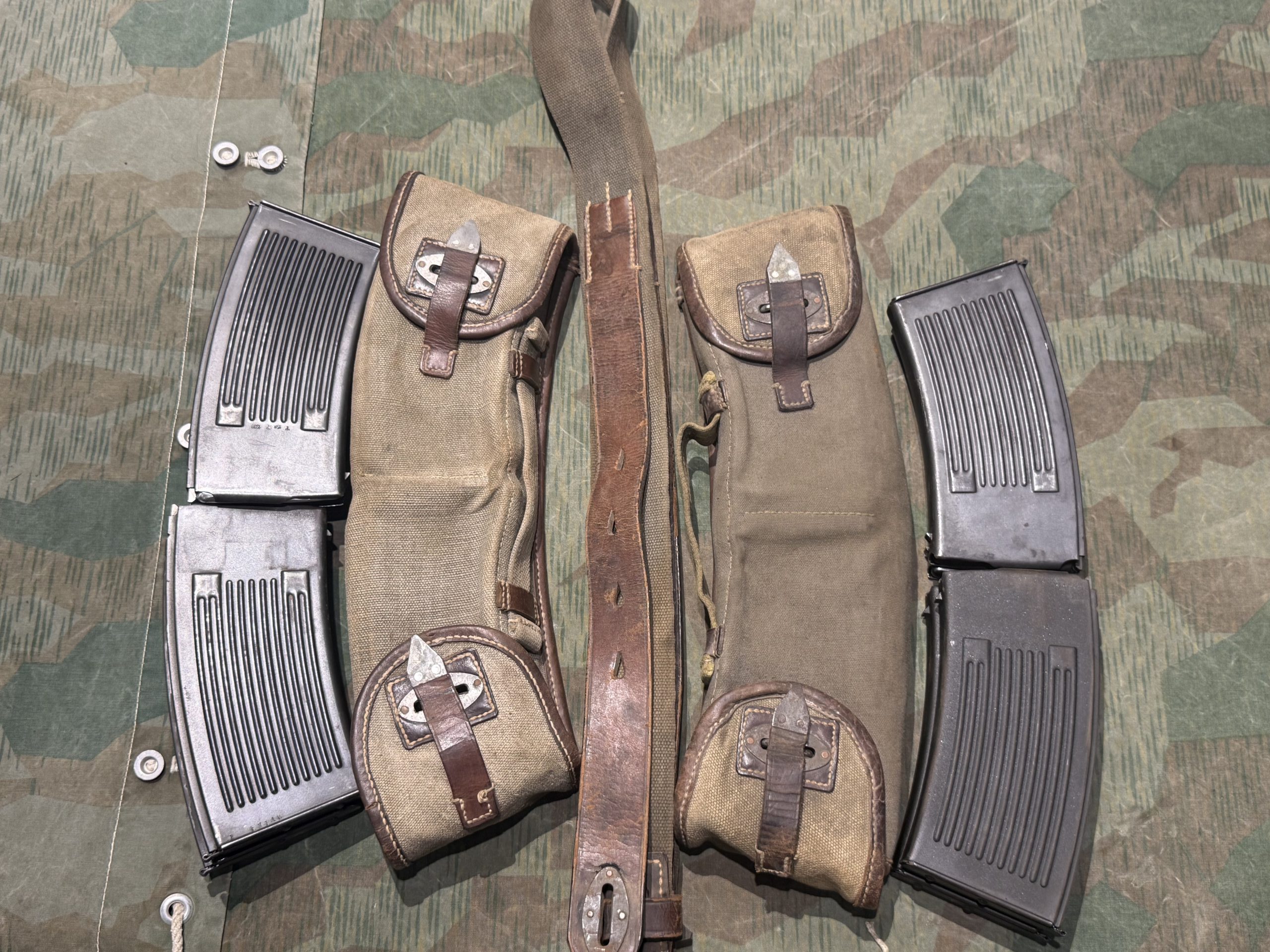 Original WW2 German MG13 8x Magazines w/ Carry Pouches