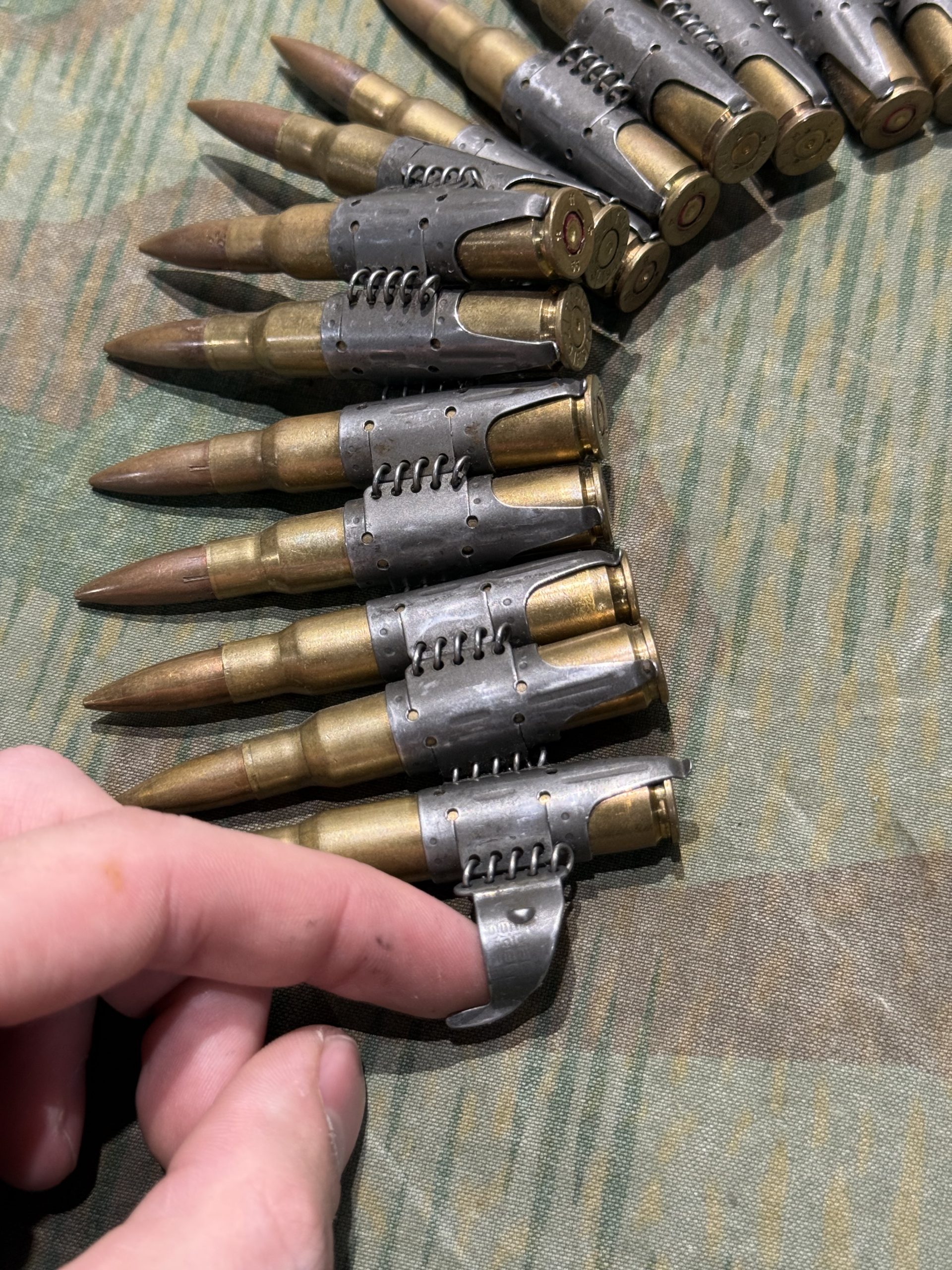 WW2 German Style Mg34 Mg42 8mm 50rd Ammo Belt INERT Spent Primers Remain - Image 7