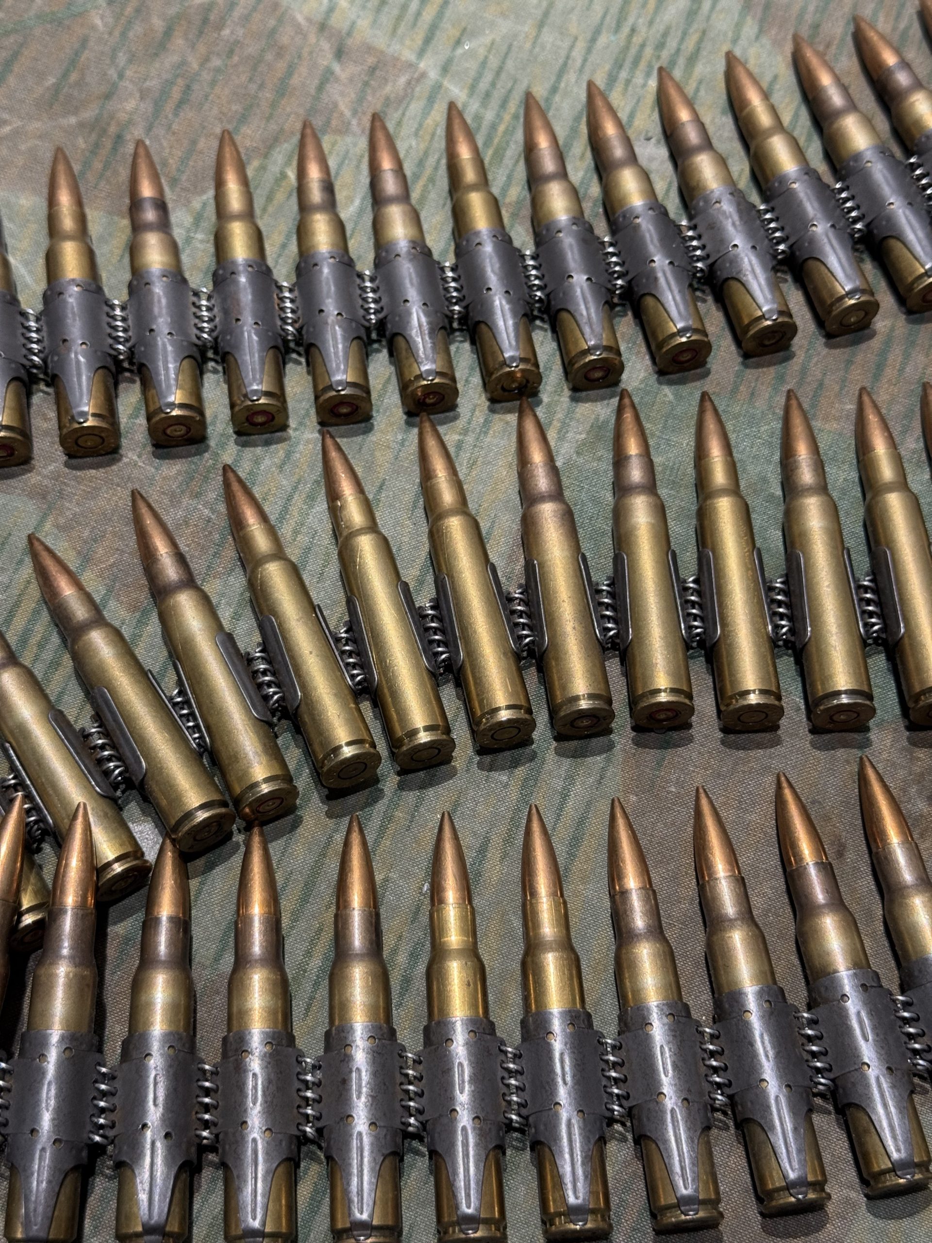 WW2 German Style Mg34 Mg42 8mm 100rd Ammo Belt w/ Starter Tab INERT Spent Primers Remain - Image 4