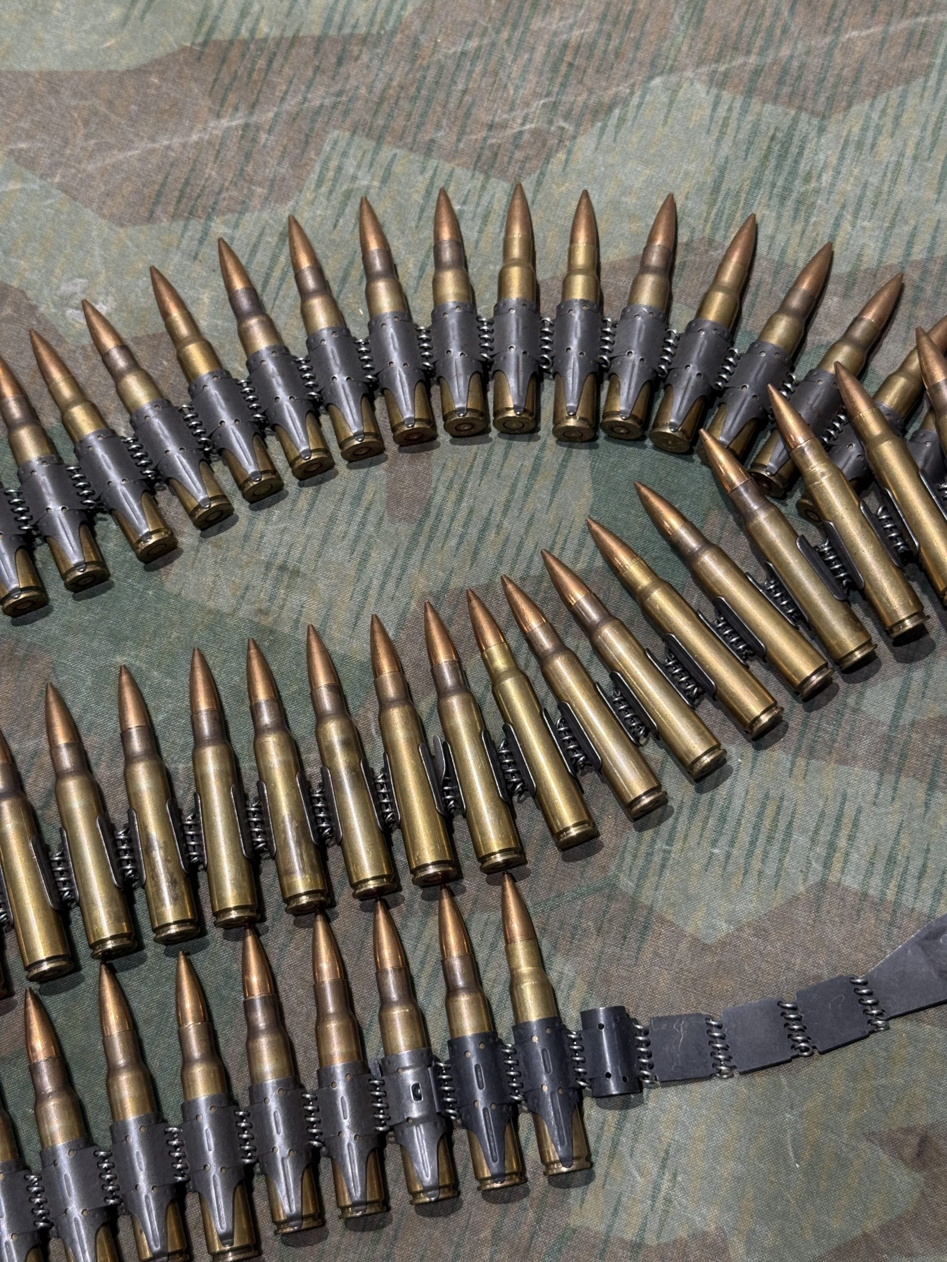WW2 German Style Mg34 Mg42 8mm 100rd Ammo Belt w/ Starter Tab INERT Spent Primers Remain - Image 7