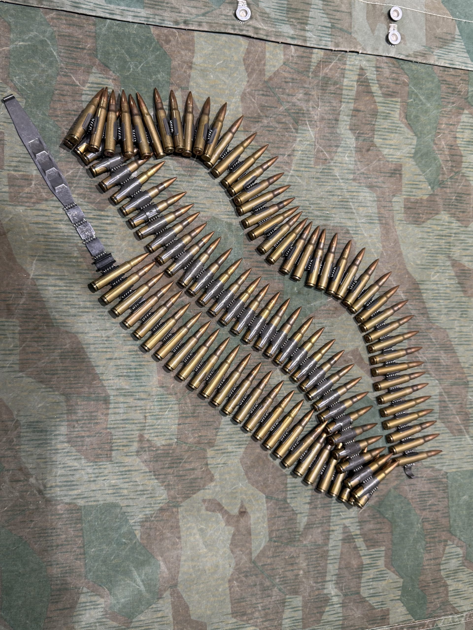 WW2 German Style Mg34 Mg42 8mm 100rd Ammo Belt w/ Starter Tab INERT Spent Primers Remain - Image 10