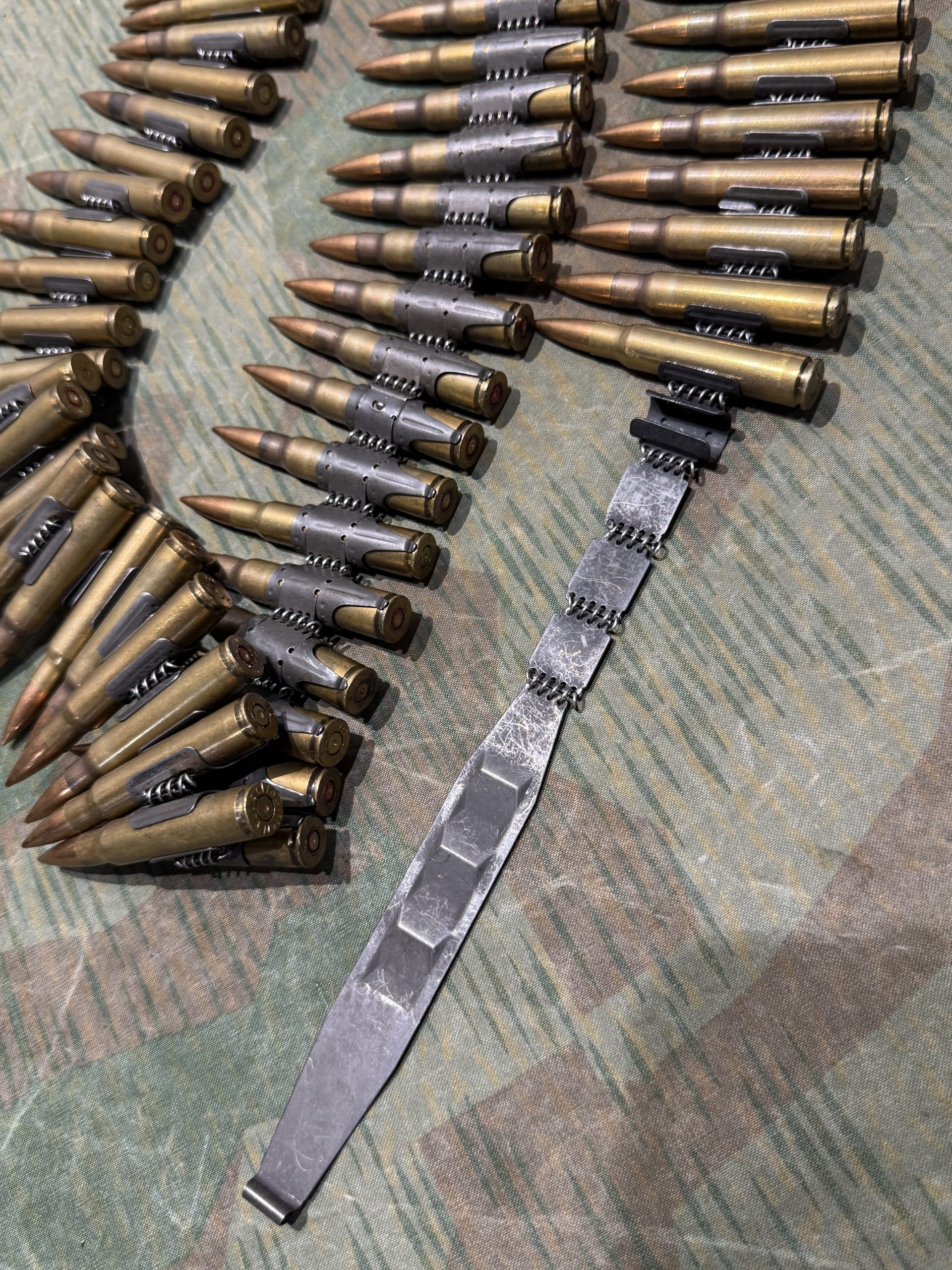 WW2 German Style Mg34 Mg42 8mm 100rd Ammo Belt w/ Starter Tab INERT Spent Primers Remain - Image 11