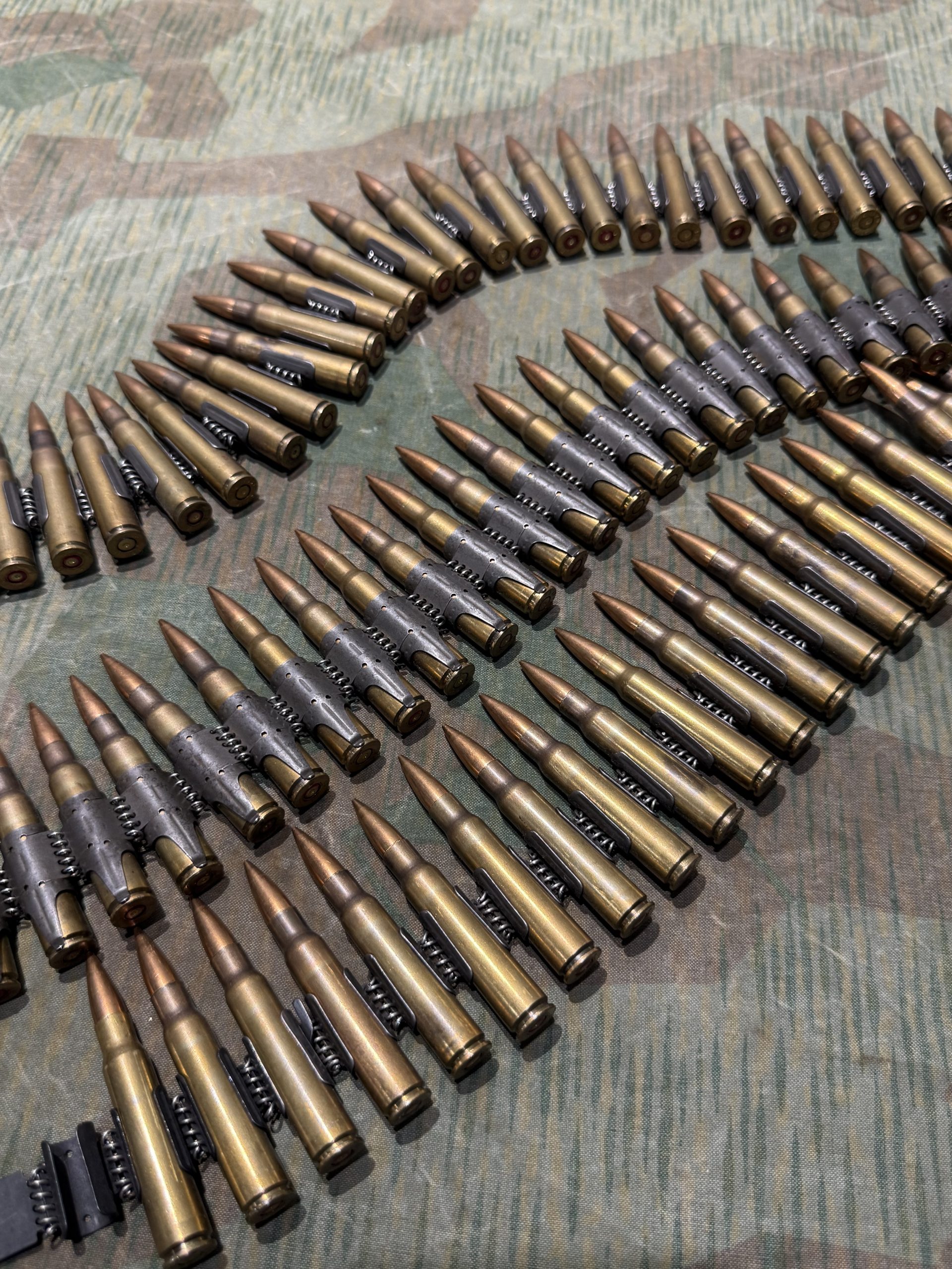 WW2 German Style Mg34 Mg42 8mm 100rd Ammo Belt w/ Starter Tab INERT Spent Primers Remain - Image 13