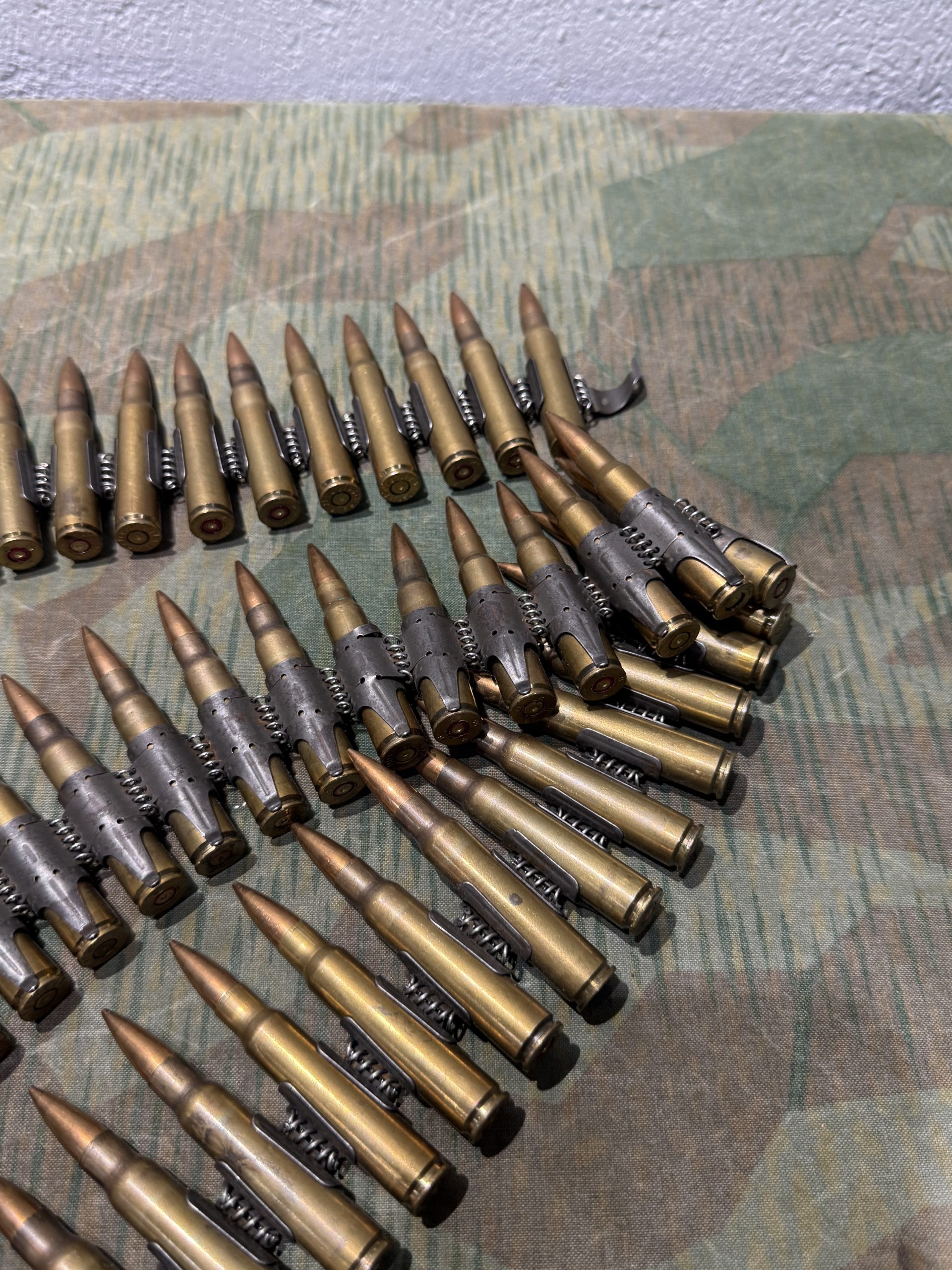WW2 German Style Mg34 Mg42 8mm 100rd Ammo Belt w/ Starter Tab INERT Spent Primers Remain - Image 14