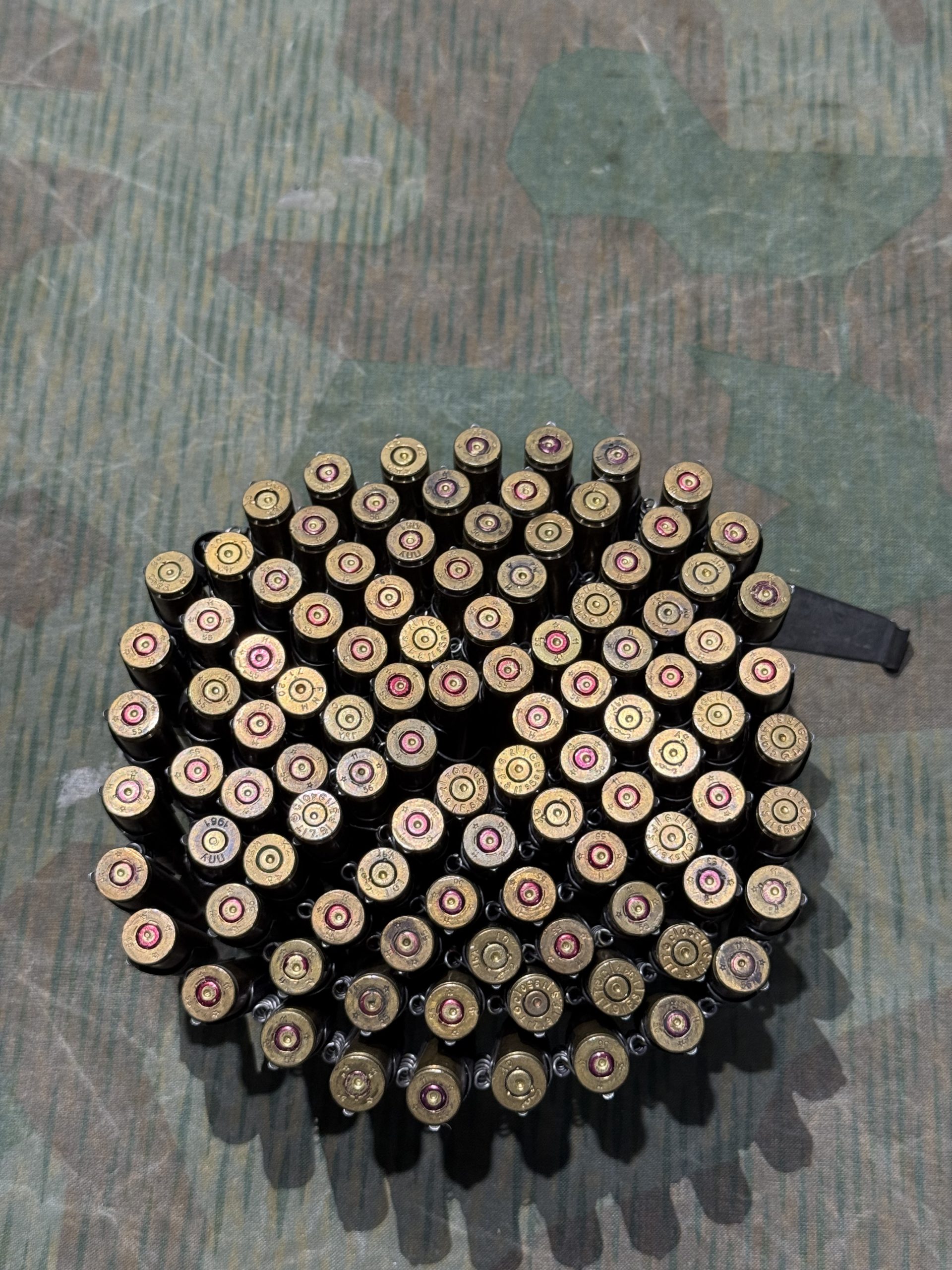 WW2 German Style Mg34 Mg42 8mm 100rd Ammo Belt w/ Starter Tab INERT Spent Primers Remain - Image 18